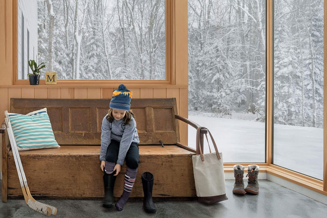 Snowy Scene Through Marvin Elevate Casement Window