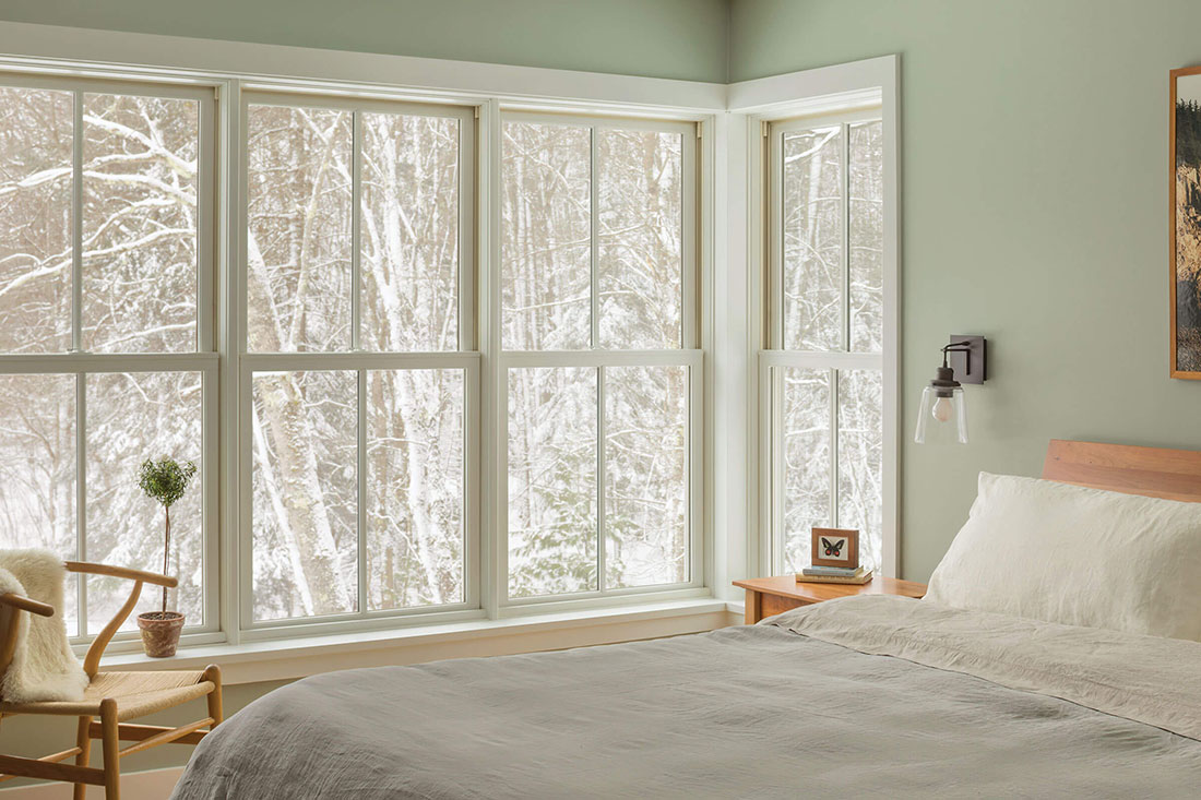 Bedroom With Elevate Double Hung Windows