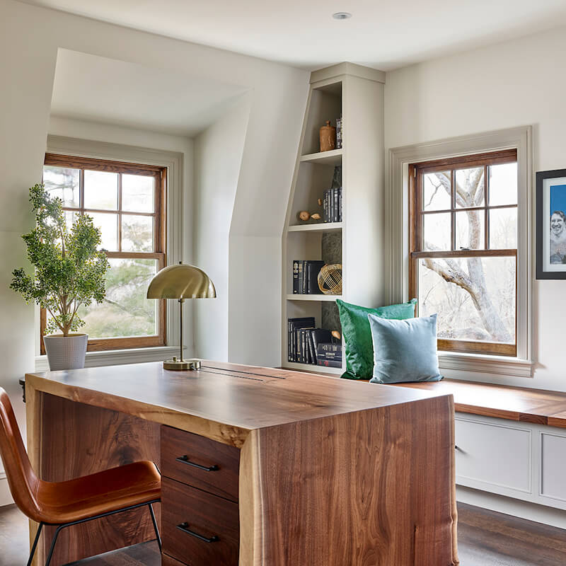The office of the Cape Ann Home renovated by This Old House, featuring Marvin windows.