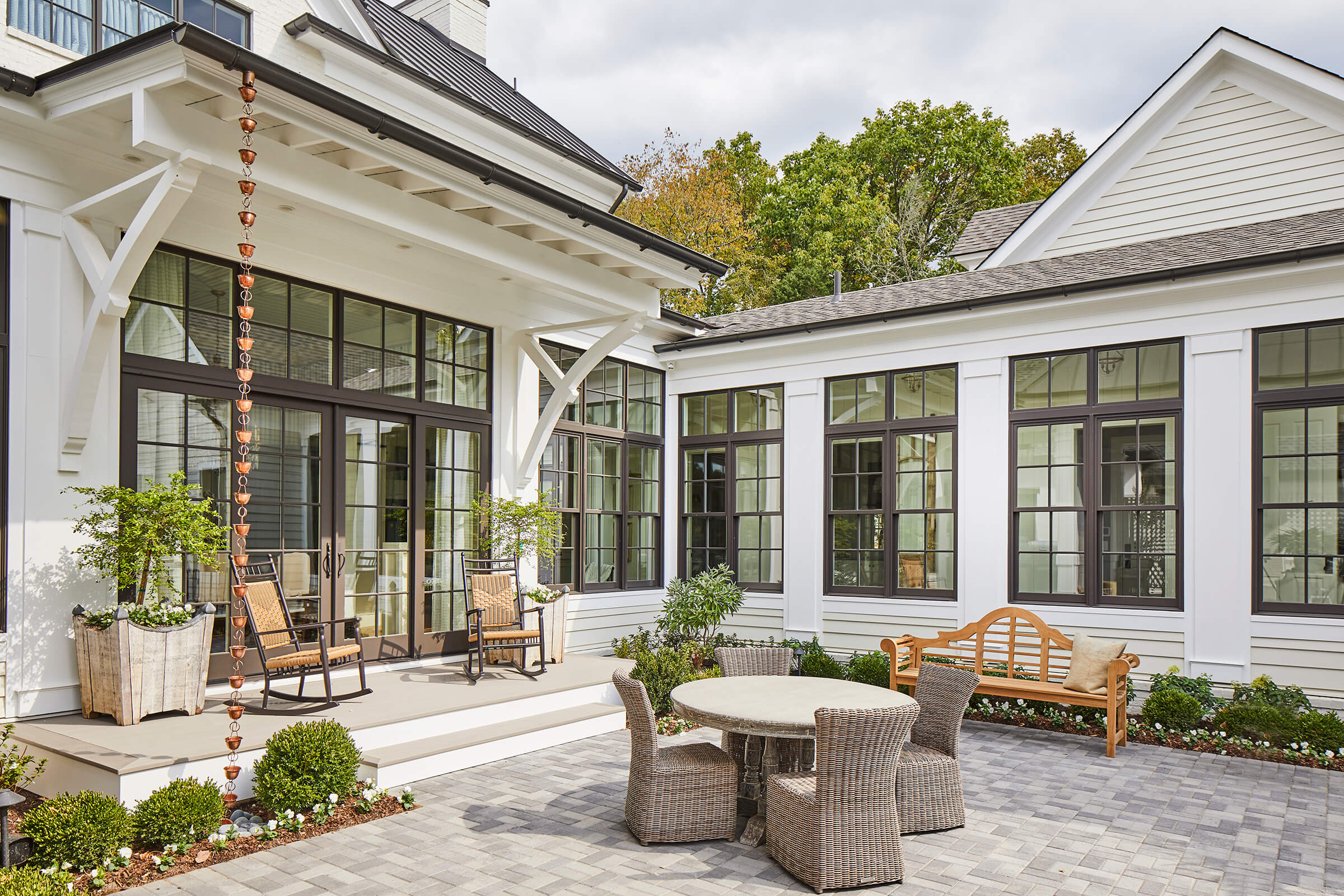 The back patio of a Nashville, TN home featuring Marvin Signature Ultimate windows and doors.