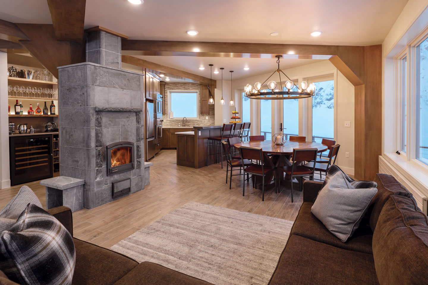 An interior photo of a suite inside Sheldon Chalet luxury resort, featuring Marvin Ultimate windows and doors.