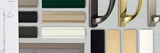 Composite of Swatches and Hardware for Marvin Elevate Products