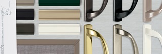 Composite of Swatches and Hardware for Marvin Essential Products