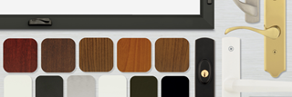Composite of Swatches and Hardware for Marvin Signature Coastline Products