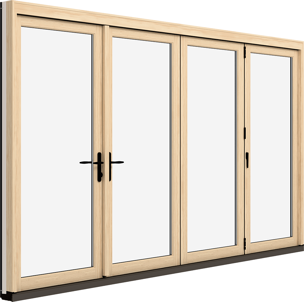 A product photo of a Marvin Elevate Bi-Fold door, closed, interior view.