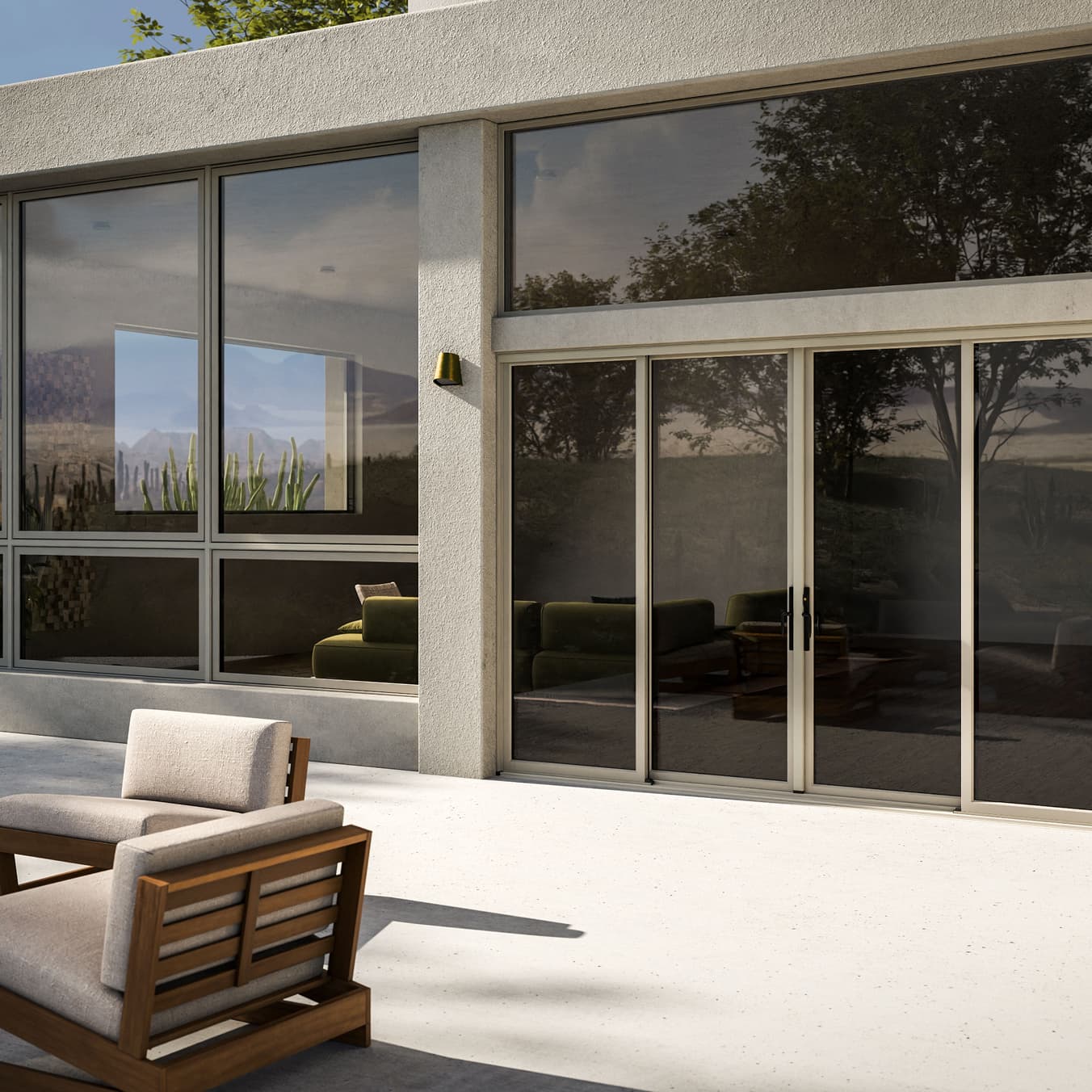 Exterior of home with Marvin Vivid Sliding Patio Door, Direct Glaze, Casement, Picture and Awning windows