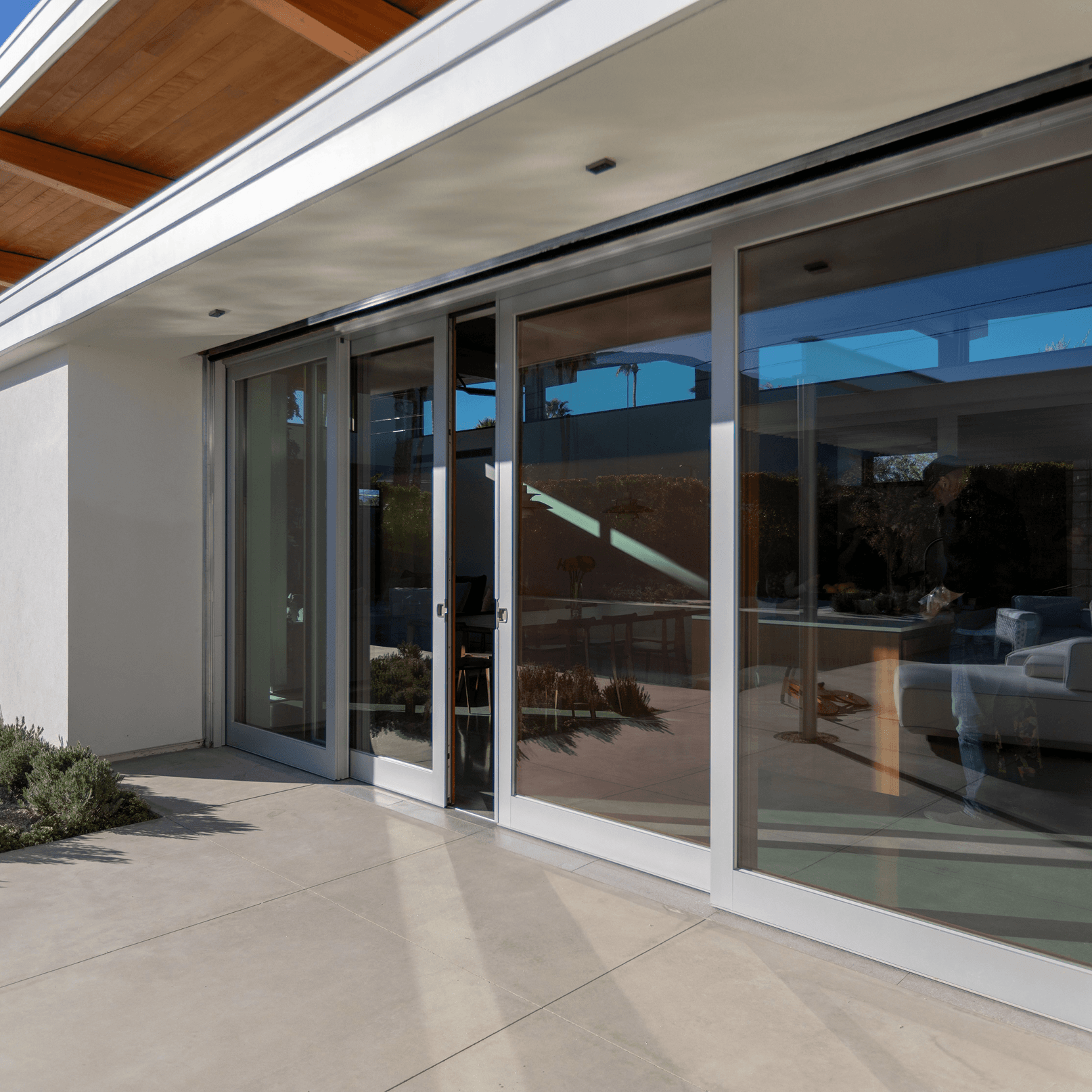 Exterior view of a four-panel Marvin Ultimate Lift and Slide door.