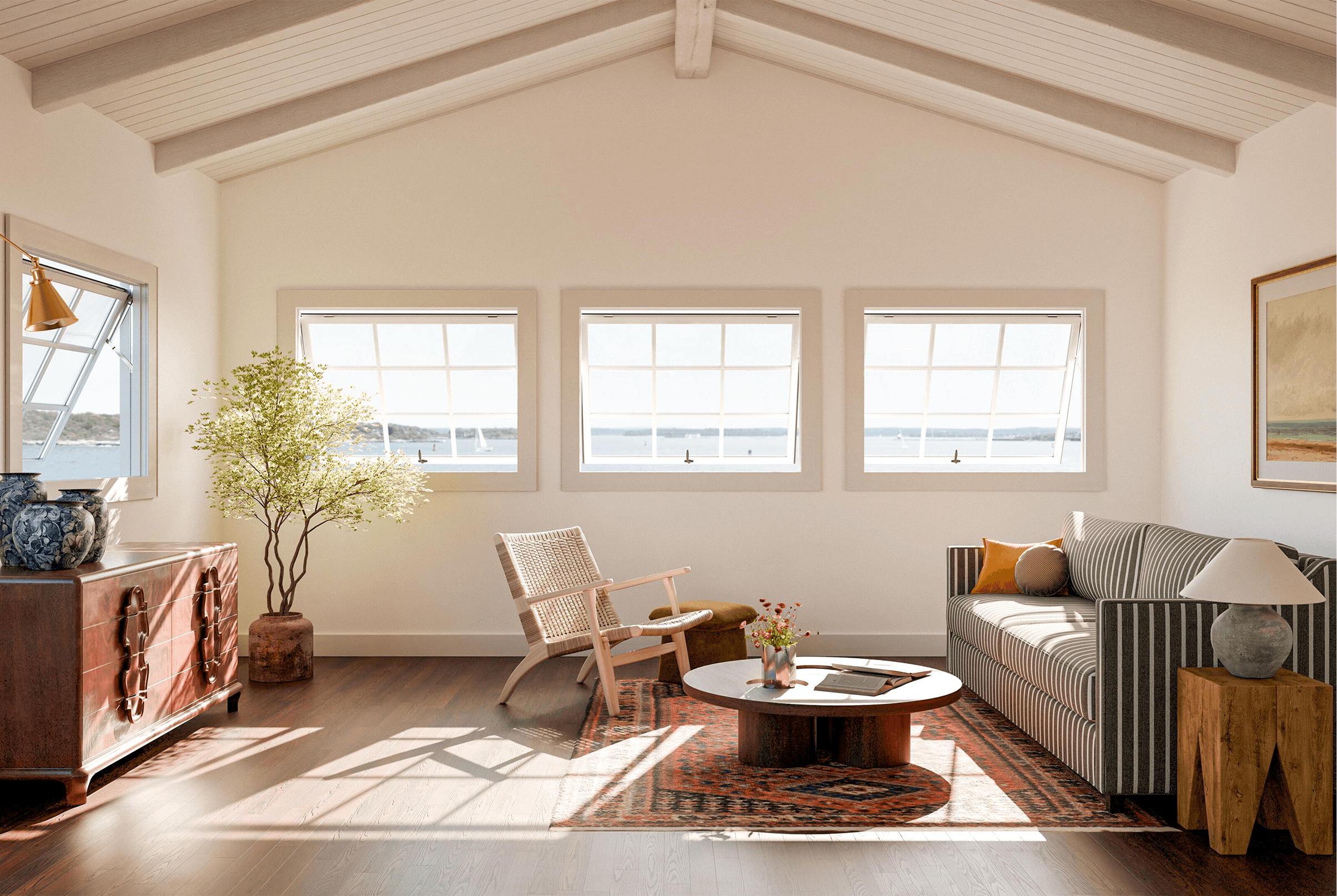Living room with Marvin Ultimate Awning push out windows