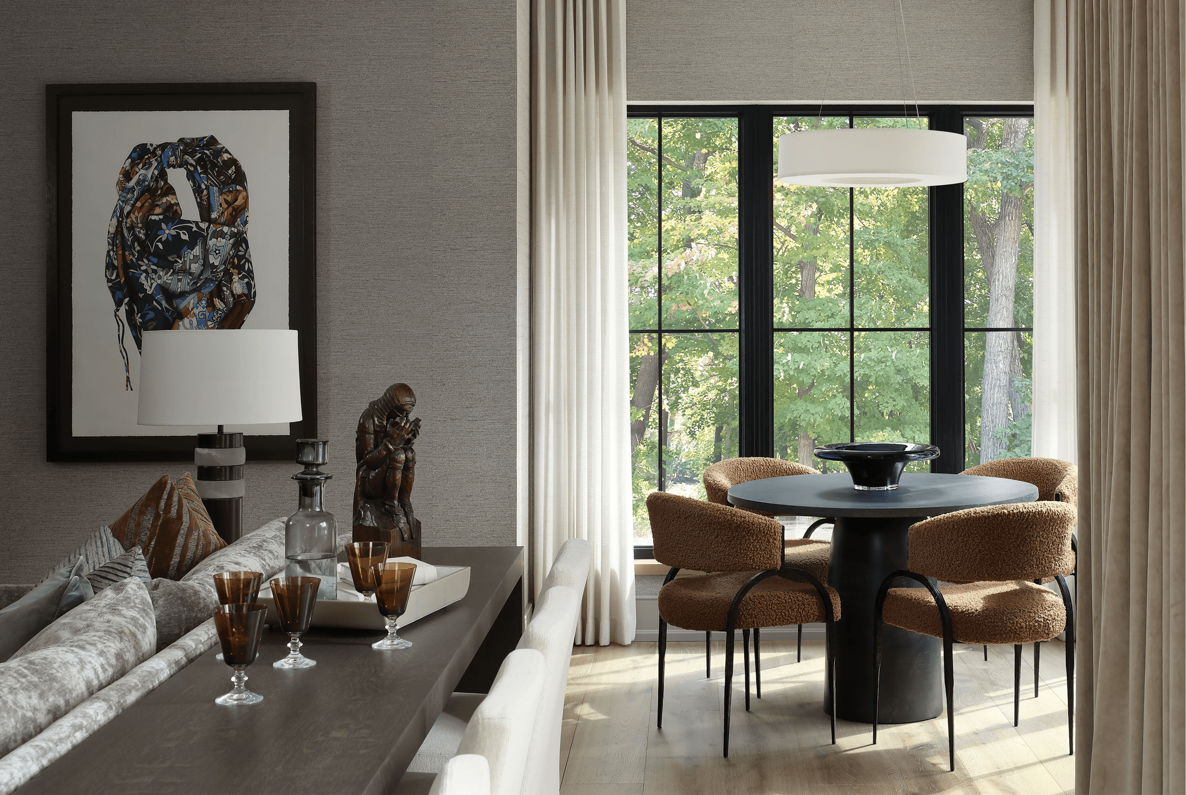 Living room with Marvin Signature Ultimate Casement Narrow Frame windows