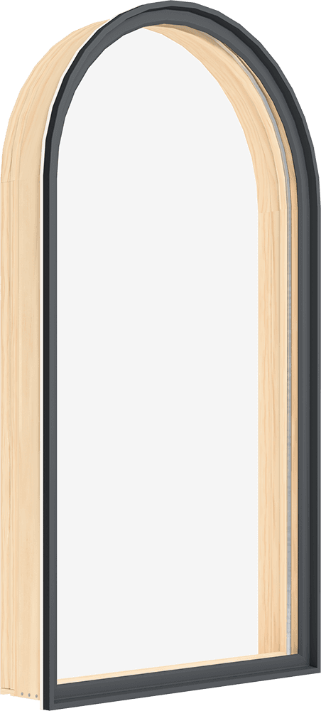 A product photo of a Marvin Elevate Round Top window, exterior view.