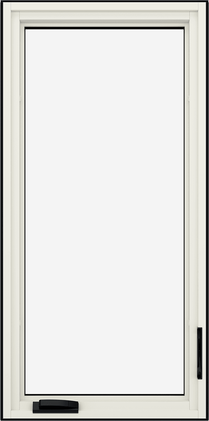 Close up interior view of a white Marvin Modern Casement window.